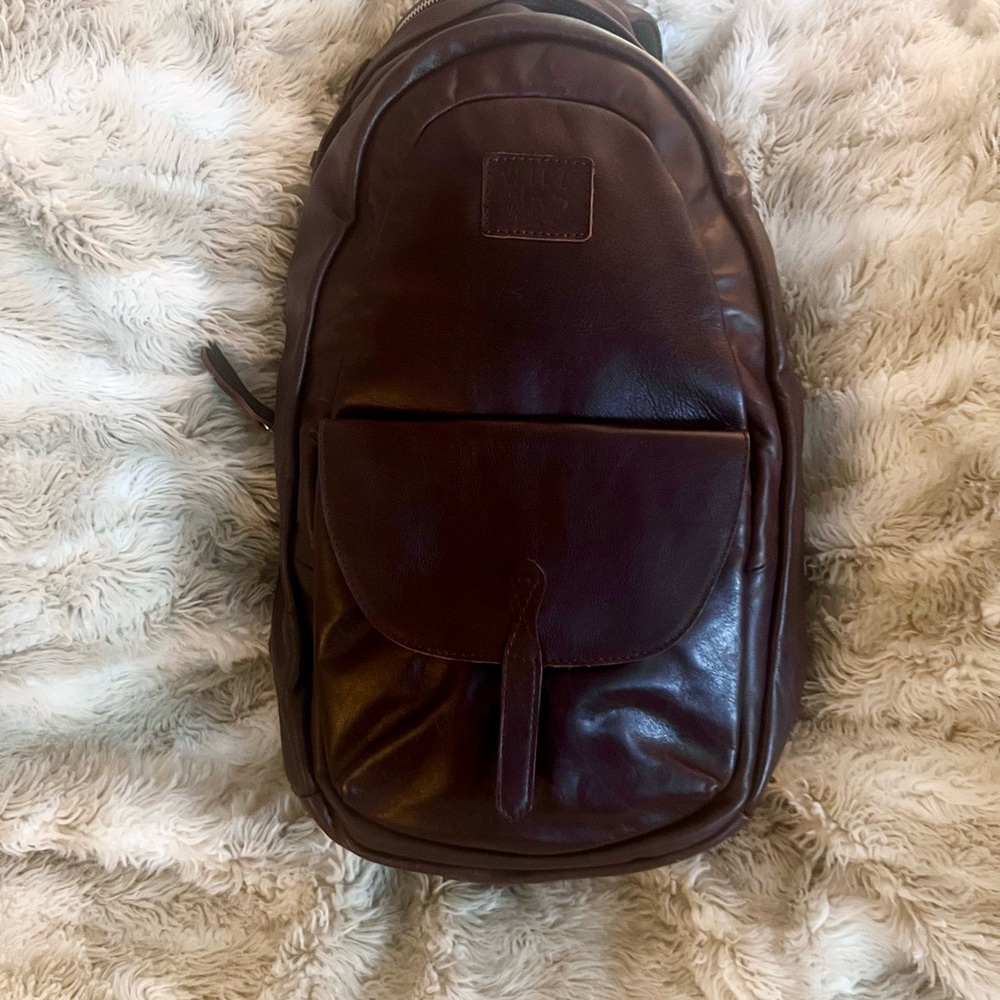 NEW Will Leather Goods Chocolate Brown Premium Leather Backpack